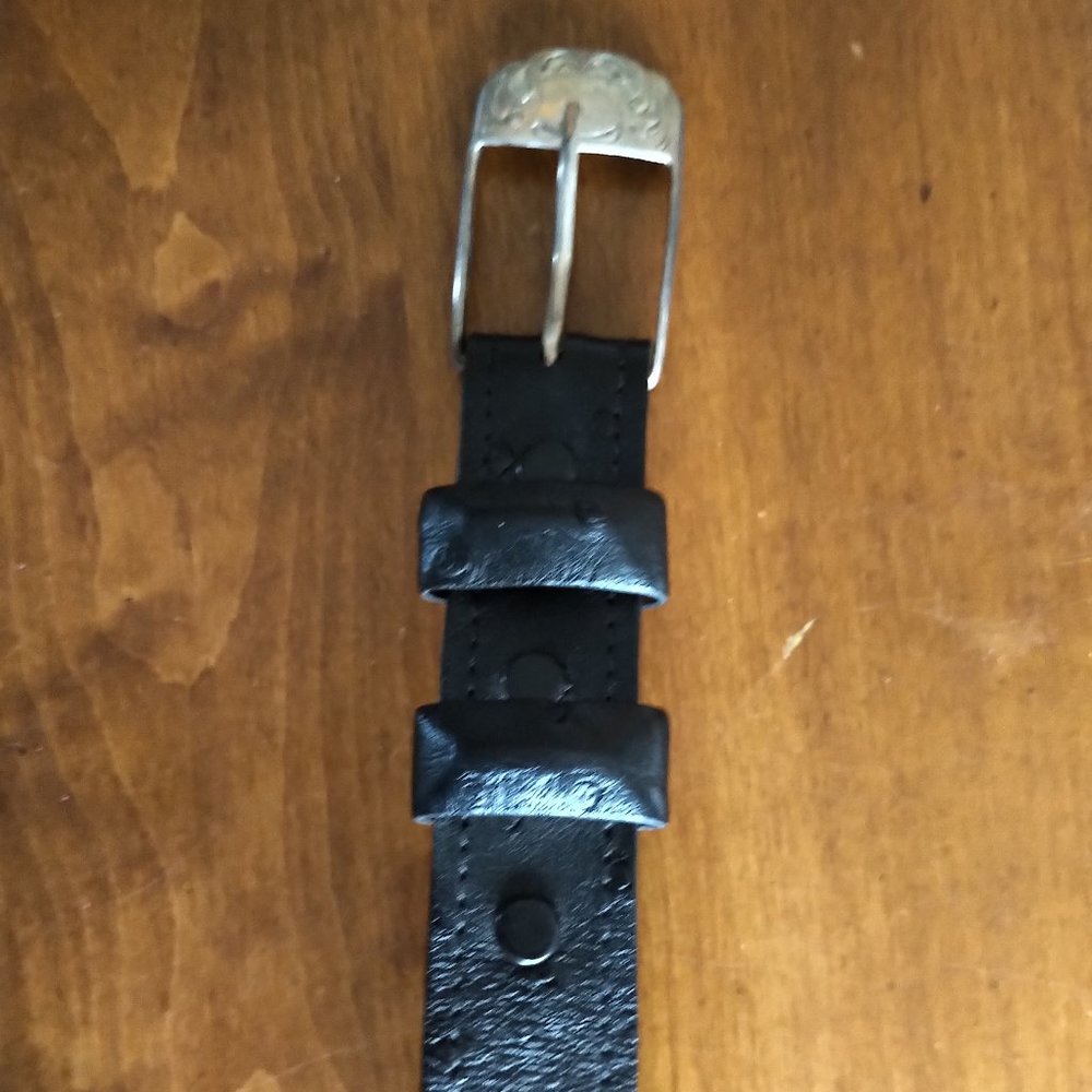 Max Lang Authentic Genuine Ostrich Belt Black